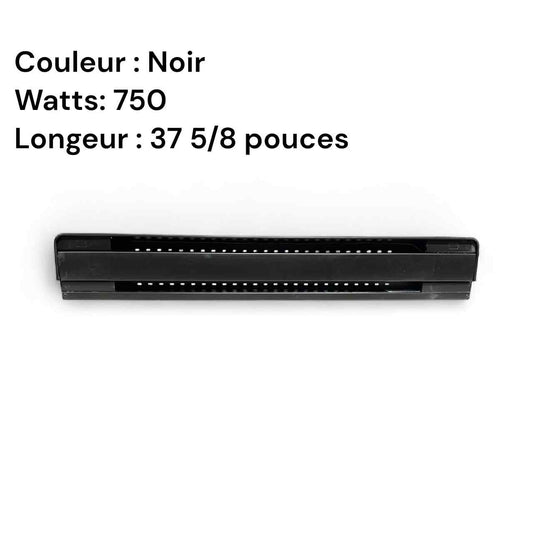 Plinthe chauffante en métal noir, 37 5/8 po x 750 Watts/240 Volts