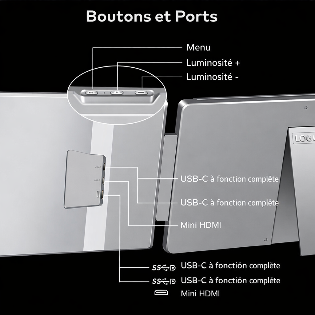 Écran pour ordinateur à double ligne portable | DualView